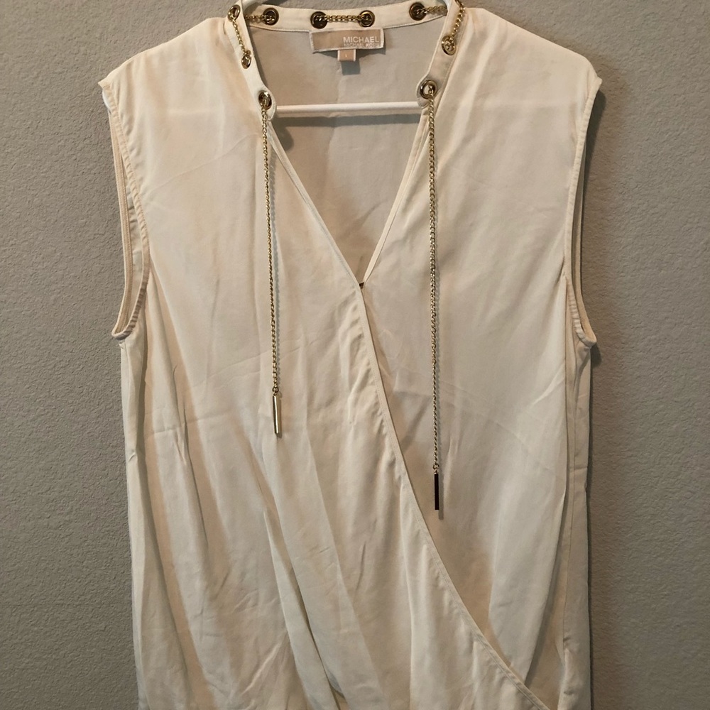 MICHAEL Michael Kors Silk Cream Blouse with Chain